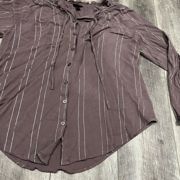 Torrid Purple Stripe Blouse - Picture 6 of 13